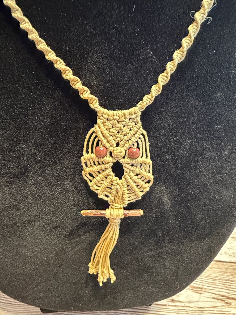 Gold Macrame Owl Pendant Necklace for Women